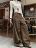 Autumn Chaka Wide-Leg Pleated Casual Pants - Slimming, Loose Fit, Solid Color