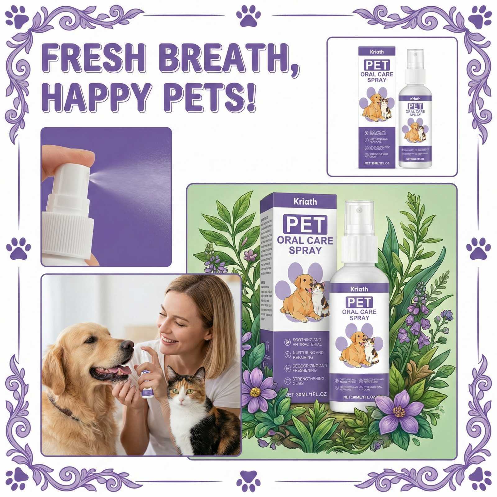 

Pet Tooth Care Spray Pet Tooth Fresh Breath Daily Care Spray(30ml) One Size фиолетовый