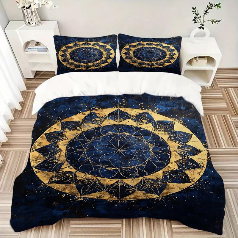 3pcs Cosmic Mandala Bedding Set, Includes 1 Comforter + 2 Pillowcases, Without Pillow Inserts, Soft Comfortable, Lightweight Breathable024