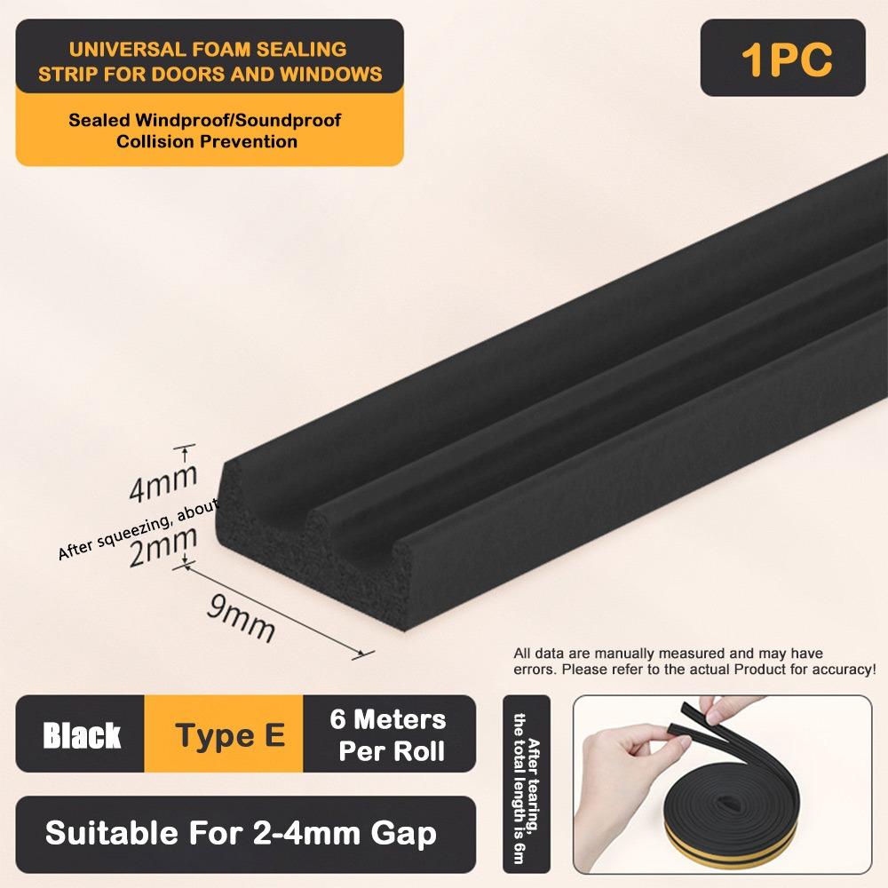 Self Adhesive Weather Stripping Door Seal Strip EPDM Windproof Door Seal Strip Anti Collision 6Meters Weatherstrip for Window