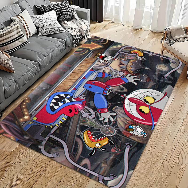 Cuphead Carnival Battle Design Rug Non-slip rug suitable for living room and bedroom sofas.