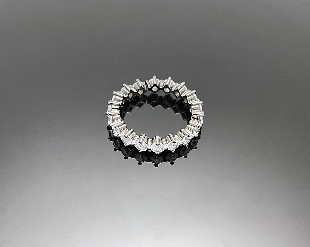 Wooing 4-Prong 3Mm Silver Compass Layering Ring Black Gold
