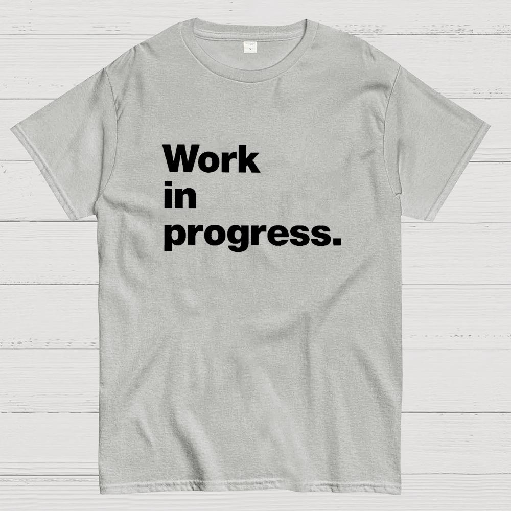 Work In Progress Unisex Cotton Summer Casual Cool Loose T-Shirt