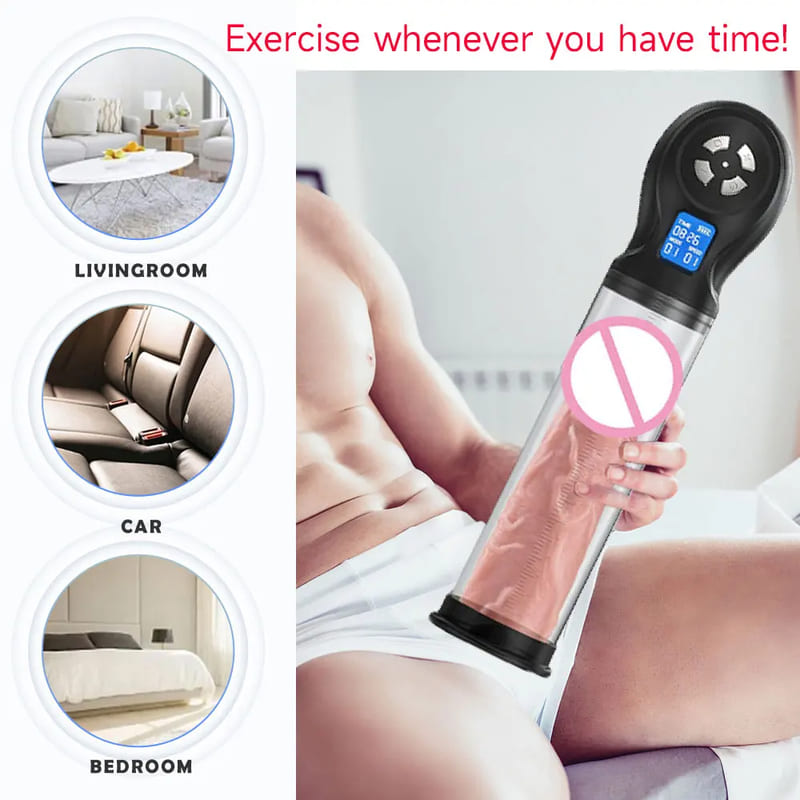 Mužská pumpa na penis Vakuová elektrická pumpa pro muže Automatická penis Expander Enhancer Masturbátor Penis Trainer Sexuální hračky pro dospělé pro muže