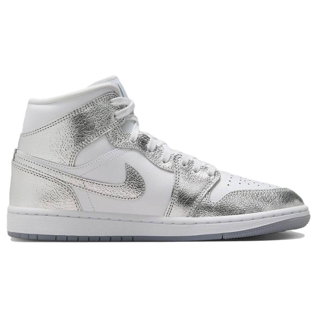 Sneakers Air Jordan 1 Mid SE Argento Metallizzato da Donna Bianco Grigio Lupo FN5031-100