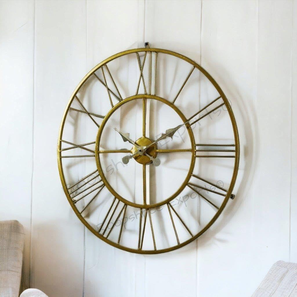 Clock Gold Large Wall Clock/One Year Warranty / 9061-24, Iron, ?5W x 60H centimeters, Analog