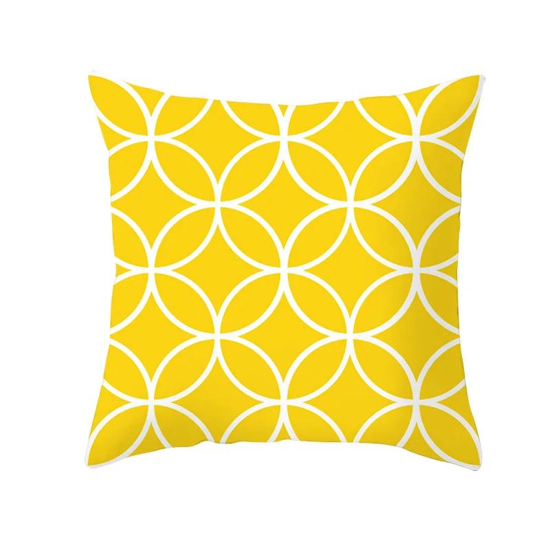 Lemon Pineapple Cushion Cover 45x45cm Summer Yellow Pillow Case Sofa Decoration Pillow Cover Geometric Striped Throw Pillowcase