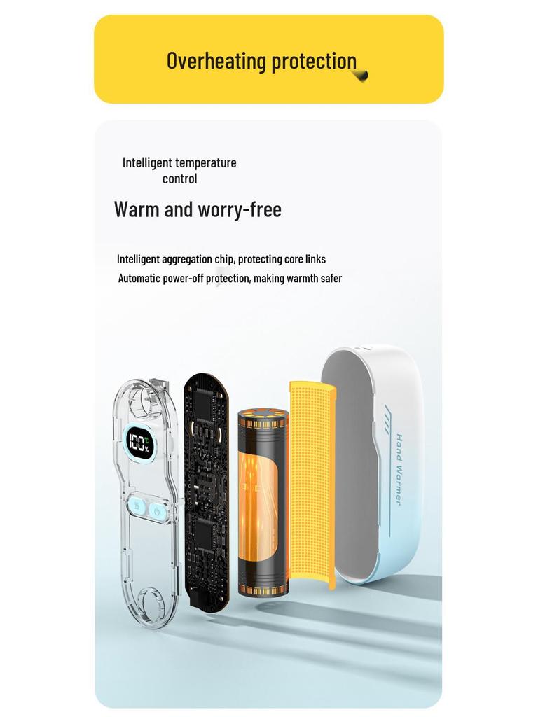 2025 Gradient Color Magnetic Hand Warmer with Digital Display - Two-in-One Detachable Design