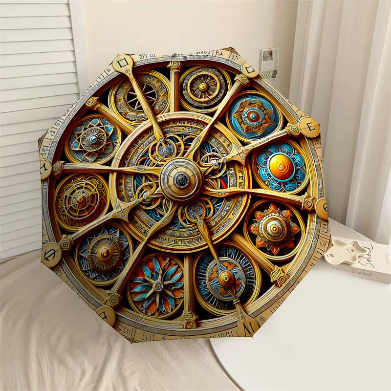 

1PC clock faceAutomatic Open/Close Umbrella with Windproof, 8-Rib Sturdy Canopy, Durable Ribs, Fashionable Design, Outdoor Accessory, Fun Prin, Holida