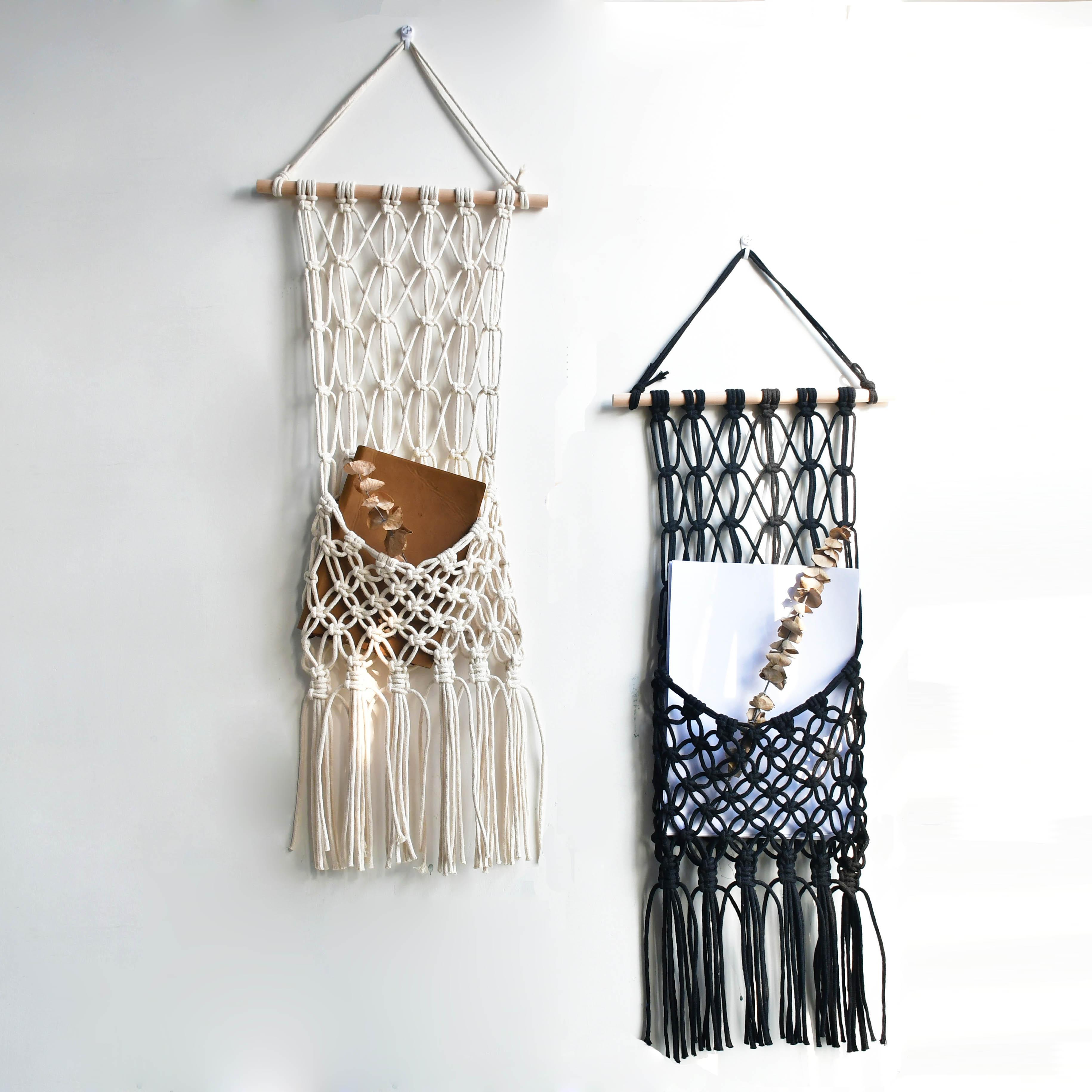 Handmade Macrame Book Holder Magazine Holder Wall Hanging for Book Wall Hanging for Magazine Hanger Book Hanger (White,Medium) белый