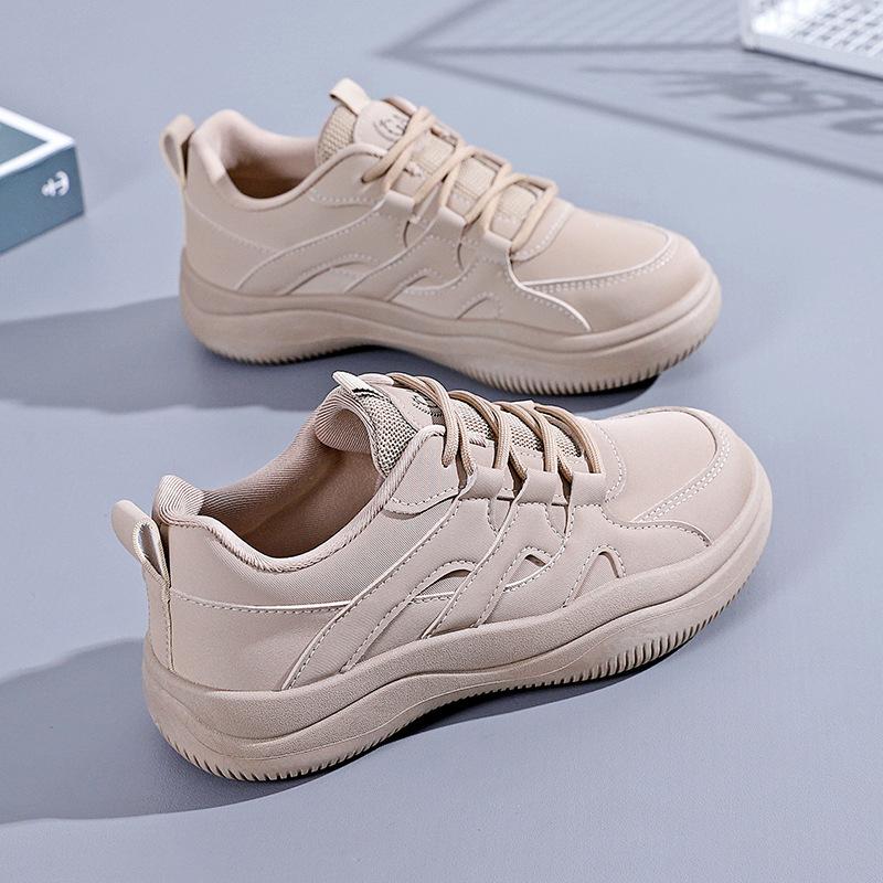 

Маленькие белые женские туфли весенне-осенней моды с круглым носком, однотонные кроссовки на толстой подошве с перекрестными ремешками 35 белый