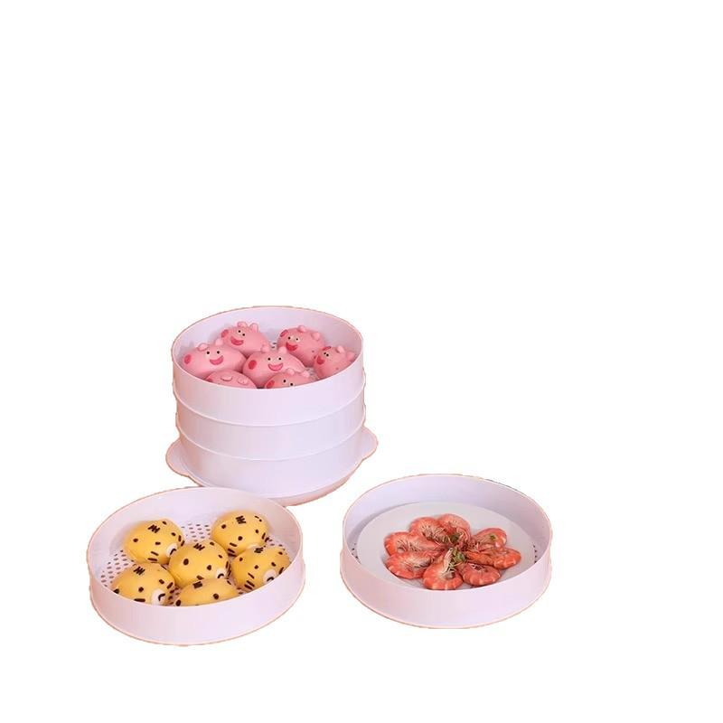Microwave Steamer Bowl: Plastic Utensil for Heating and Cooking Buns with Steaming Pot, Rack, and Box.