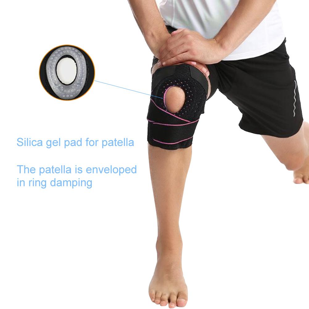 1pc Knee Brace with Side Stabilizers Breathable Sports Knee Support Protector(Black Pink )