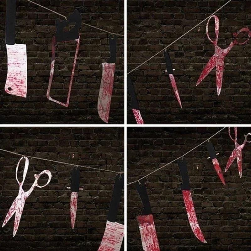 Halloween Decoration Horror House Bloody Weapons Garland Banner Halloween Bar Club Zombie Vampire Party Decorations Supplies