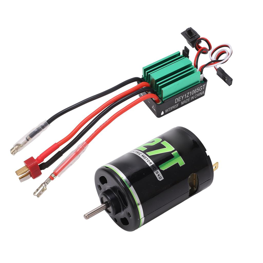 540 Brushed Motor with 65A T Plug ESC High Torsion Waterproof Electric Motor for RC Climbing Car 27T