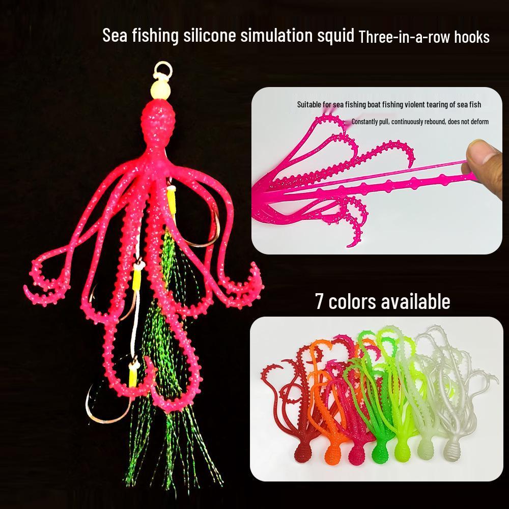 Bionic Squid Octopus Fishing Lures: Soft Tai Rubber Hooks for Sea and Boat Fishing