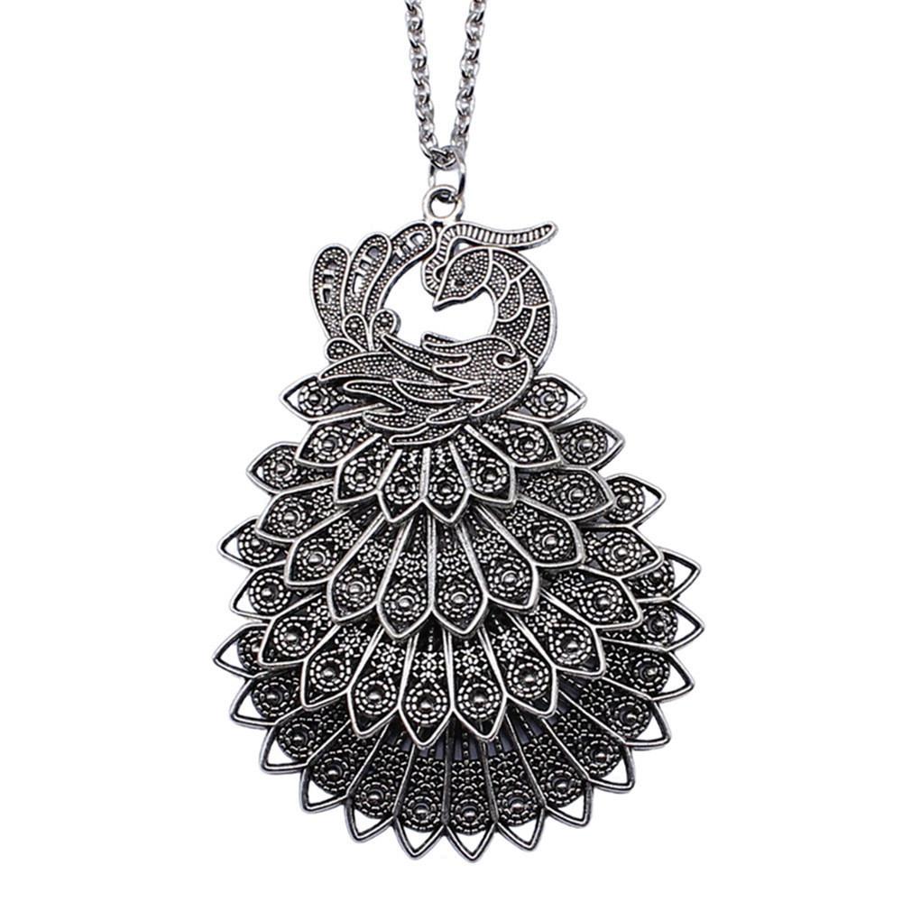 Peacock Pendant Bird Necklace Owl Ethnic Boho Jewelry for Female 45cm or 70cm Long Chain
