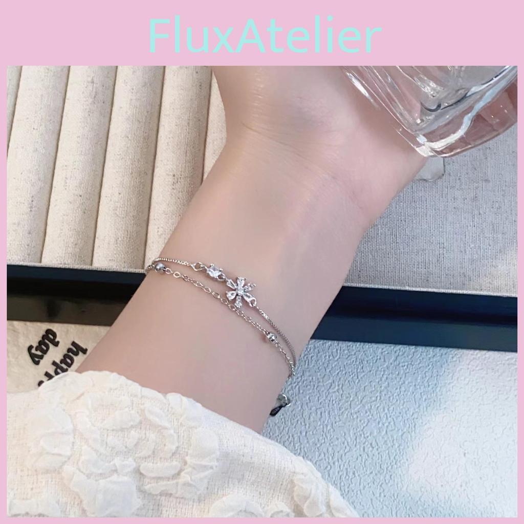 Fresh Stylish Floral Double Layer Bracelet For Women Ideal For Trendy Giving Gift