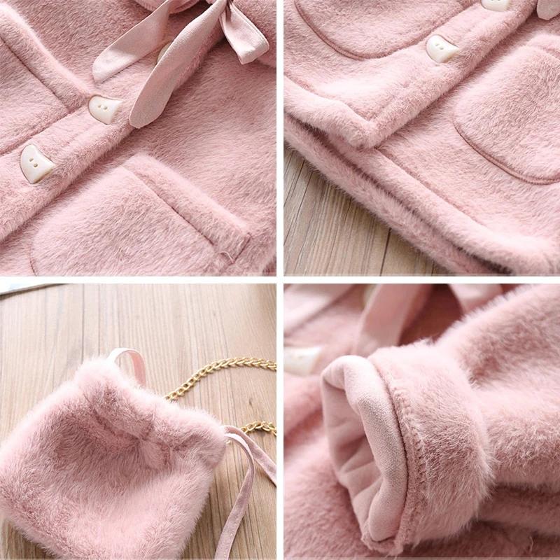 Girls Autumn and Winter Jacket Velvet Thickened Fashion Winter Clothing Children Long Woolen Coat
