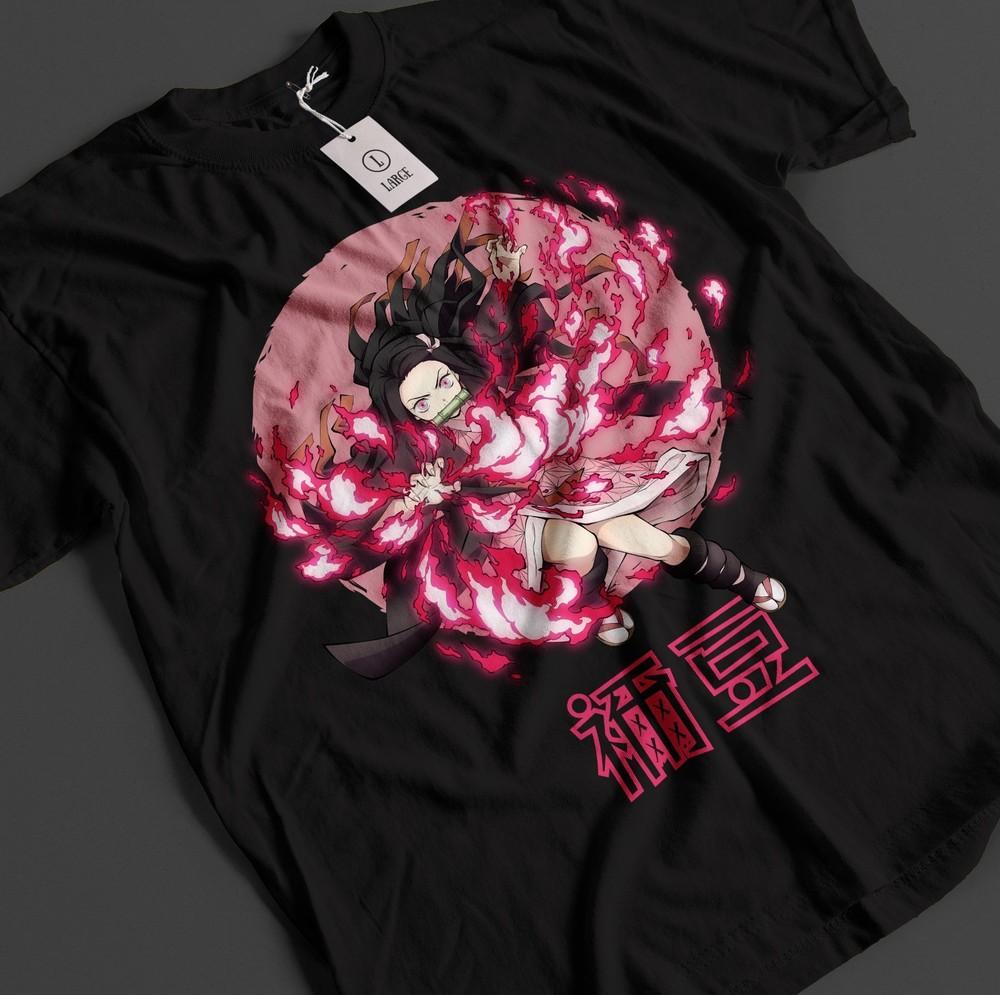 

Demon Slayer Shirt Nezuko T-Shirt Tanjiro KNY Anime Zenitsu Top Akaza Muzan Tee XL