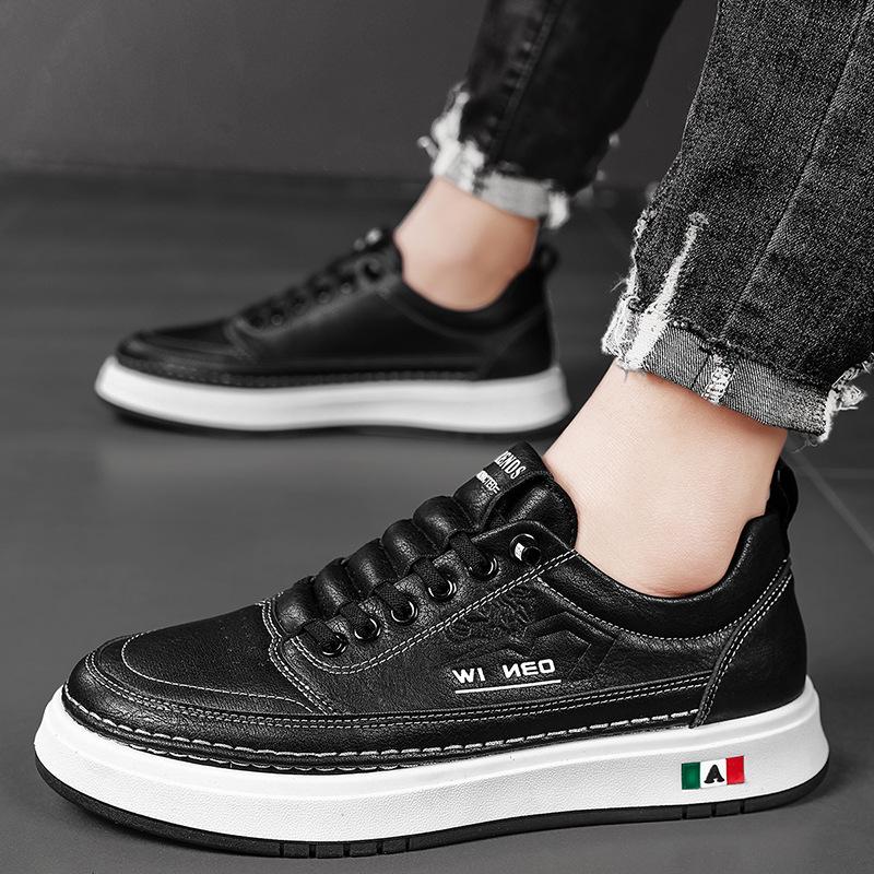 

Board shoes men s shoes autumn new high-end leather sneakers platform white shoes men s casual shoes 44