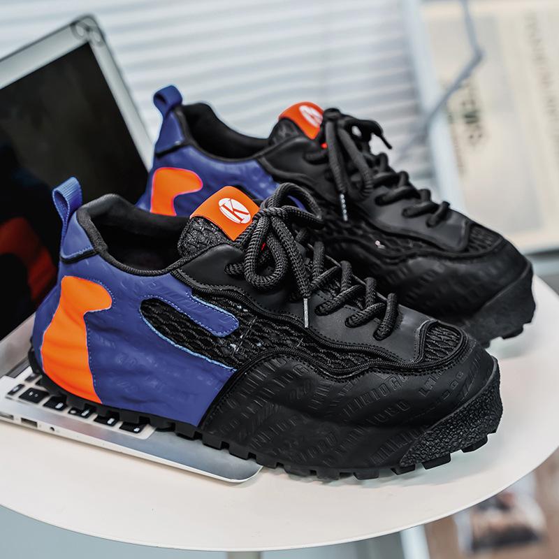 

2025 модная брендовая мужская обувь модная брендовая мужская летняя сетчатая толстая подошва увеличивающая рост обувь для папы дизайн нишевая спортивная и любительская обувь 44 синий