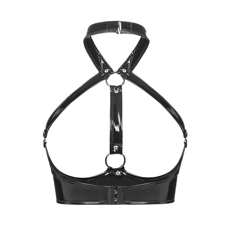 Highlight Patent Leather Sexy Leather Bra Strap Adjustable