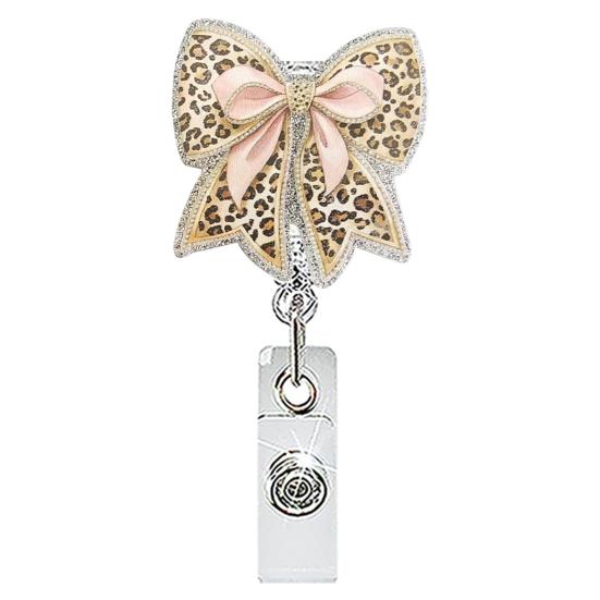 Cute Badge Reel Nurse Reel, Funny Retractable Glitter Acrylic Name Tag Holder with Decorative Clip, Sparkly ID Card for Teachers Student Staffs
