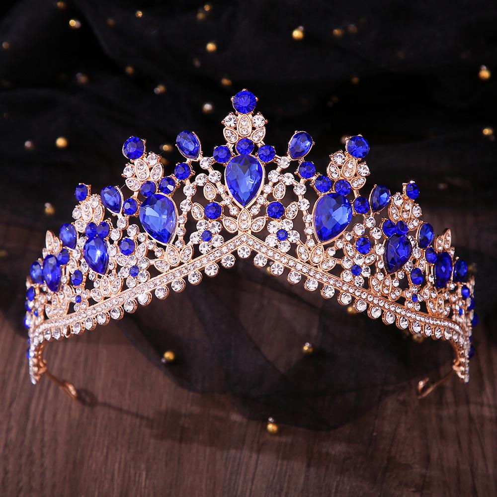 DIEZI 8 Colors Baroque Luxury AB Rhinestone Crystal Tiara For Women Wedding Party Elegant Bridal Bride Crown Hair Accessories