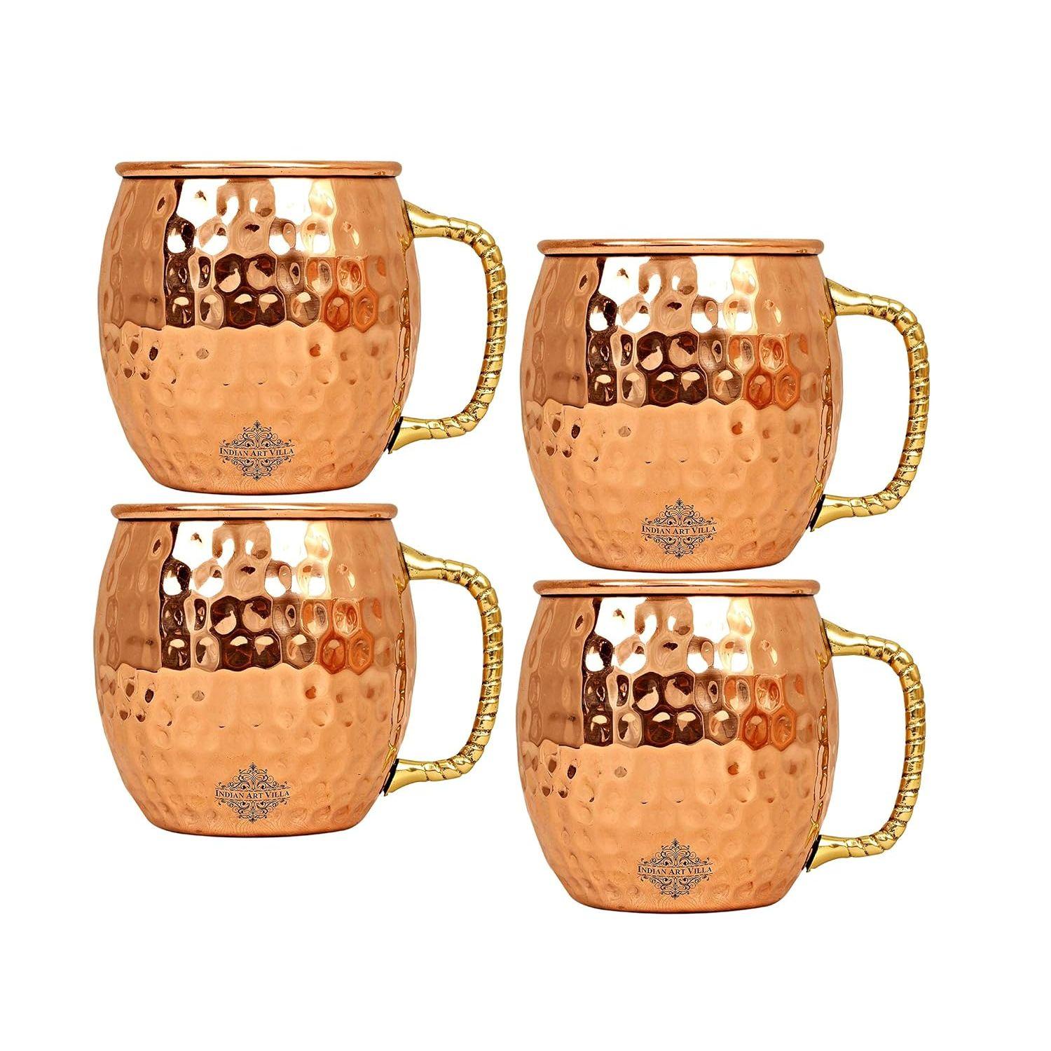 

Кружка для пива Moscow Mule из чистой меди, круглой формы, с кованым дизайном Bimbled, лучшая для пивных коктейльных вечеринок, барная посуда, объем - 600 мл, набор из 4 штук