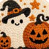 Holiday Gift for Craft Enthusiasts Halloween Punch Needle Kit, Pumpkin Ghost Kit with Complete Yarn Crafting Package Embroidery Hoop, Easy Art Project