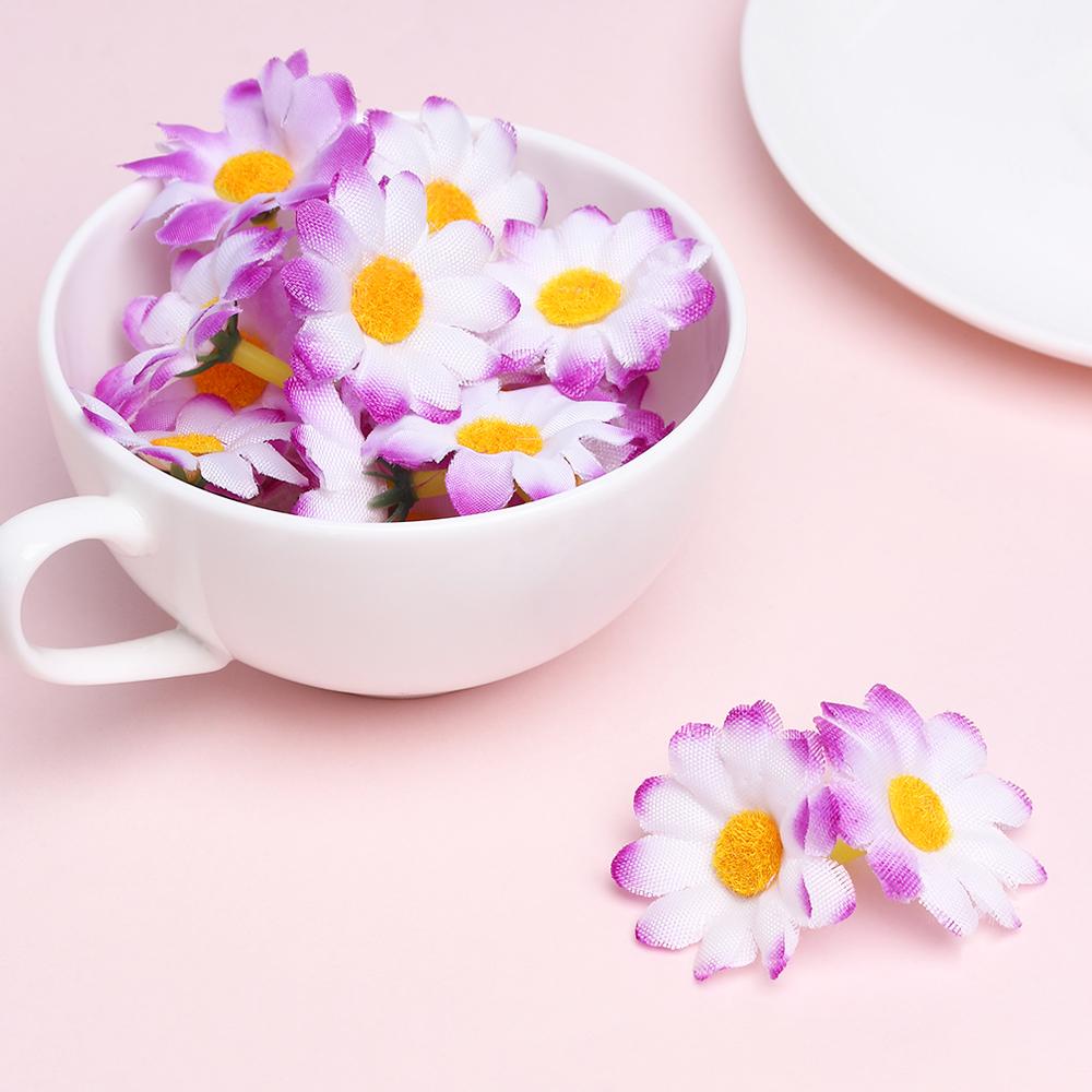 50pcs Artificial Spring Gerbera Daisy Flowers Heads Sunflower DIY Cake/Wedding Party Decoration Artificial Flowers Craft