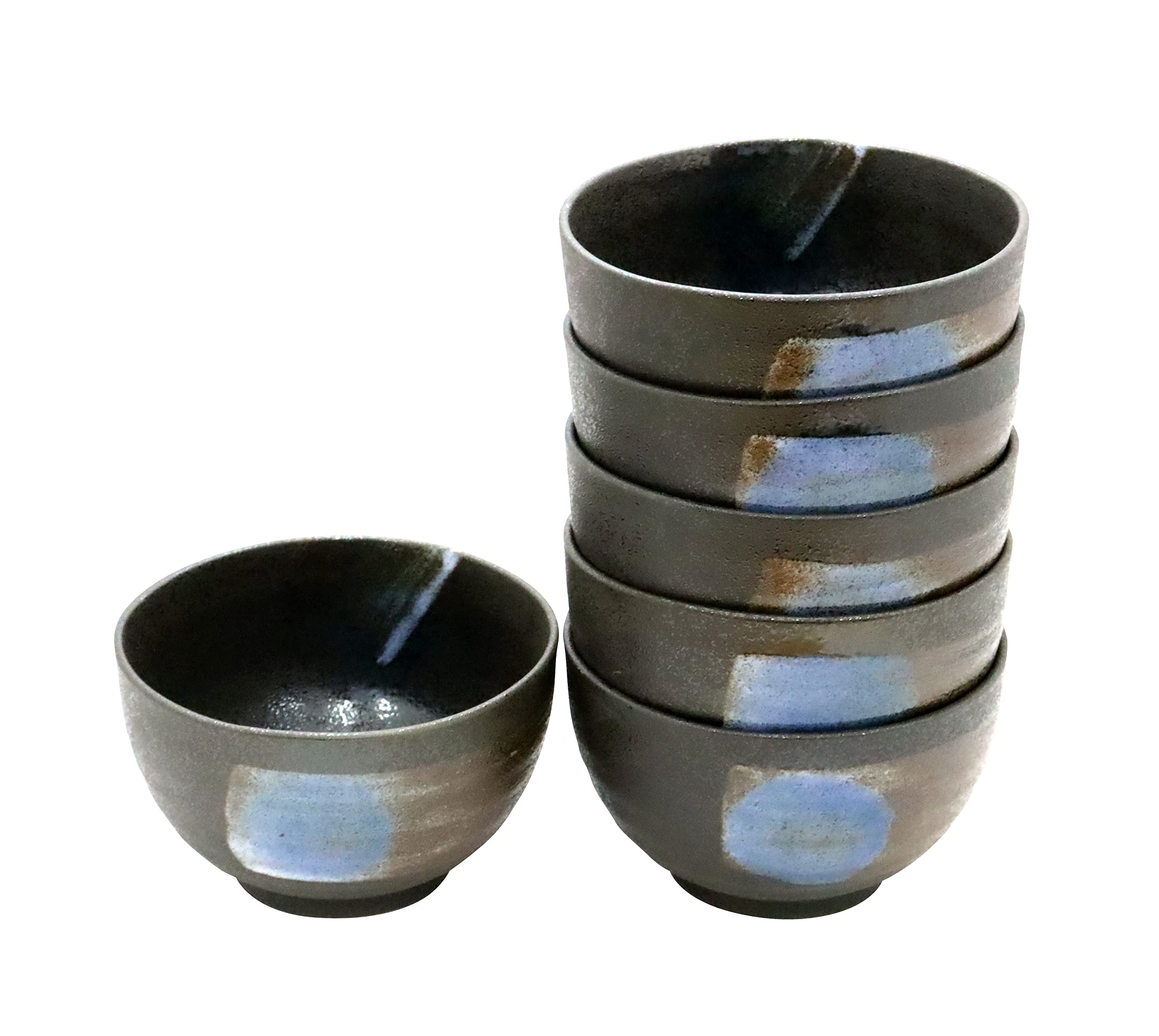 

Made in Mino Ware Kiln Flame Black Crystal Okonomiyaki a staple at and set meal Japan, [Commercial Set] 4.0 Bowls, udon, soba, restaurants. 6-piece