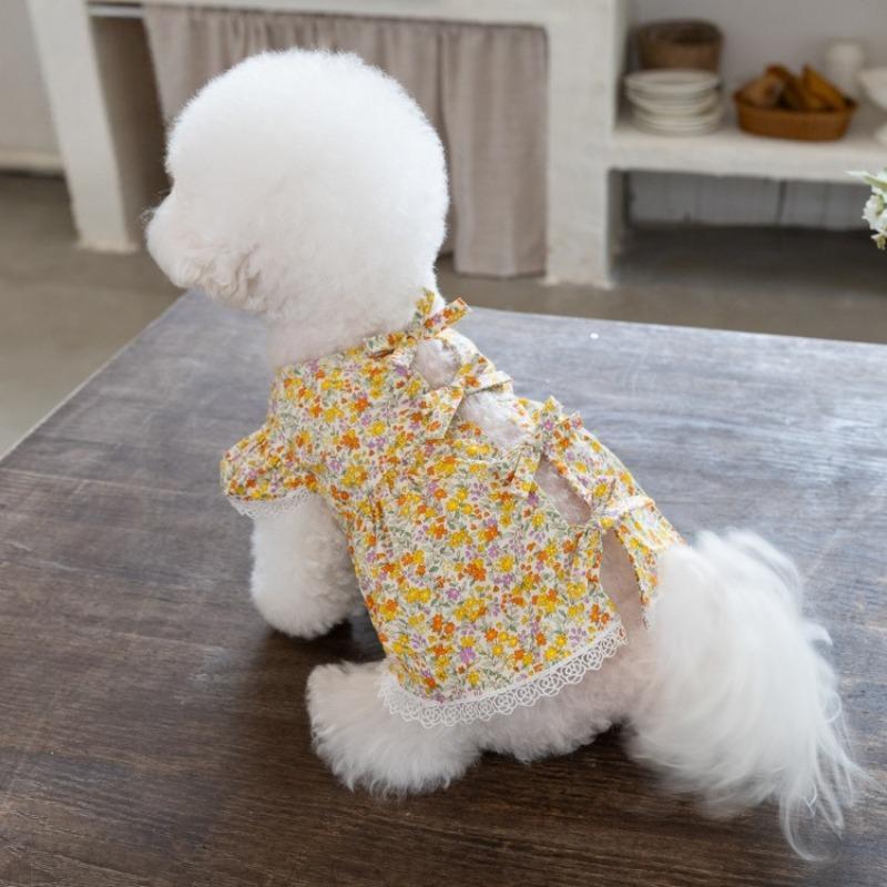 Pet Floral Dress Thin Teddy Yorkshire Small Pet Dog Vest Dog Clothes for Small Dogs Puppy Dresses