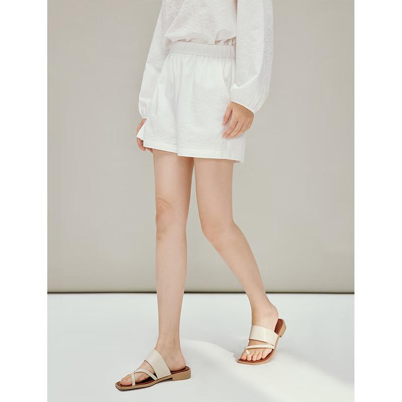 INMAN Women's Embroidered Elastic Waist Wide Leg Shorts