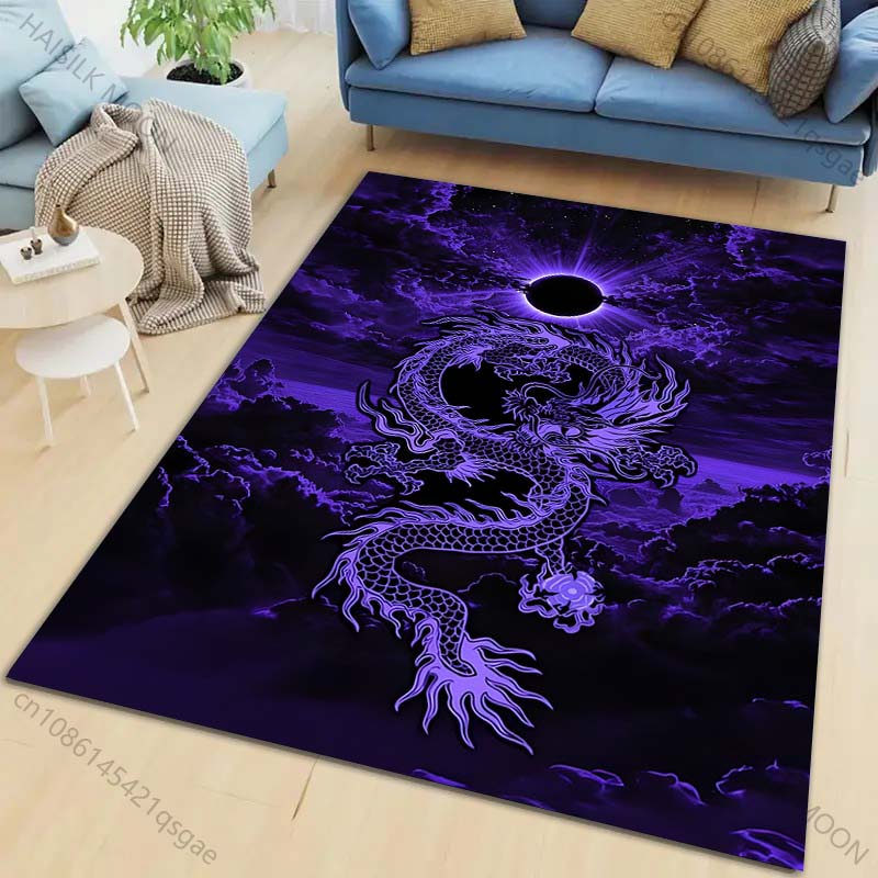 1PC Purple Dragon Clouds Carpet for Living Room Bedroom Sofa Home Decor Rus Non-slip Floor Mat Luxury Gift Multiple Sizes