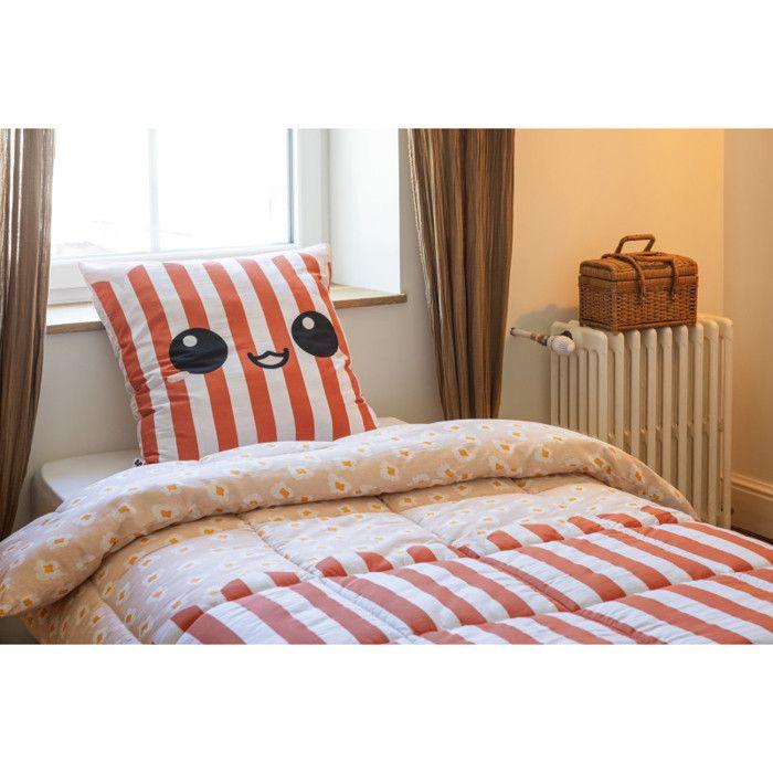 Parure de couette toutes dimensions "Fresh Popcorn" Réversible 100% Coton / 57 Fils/cm² - 140x200