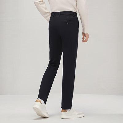 Qipai Men's Double-Brushed Business Casual Straight-Leg Trousers