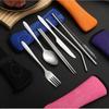 Stainless Steel Tableware Set of Knives, Forks and Spoons, Spoons and Chopsticks, Student Outdoor Portable Tableware Set