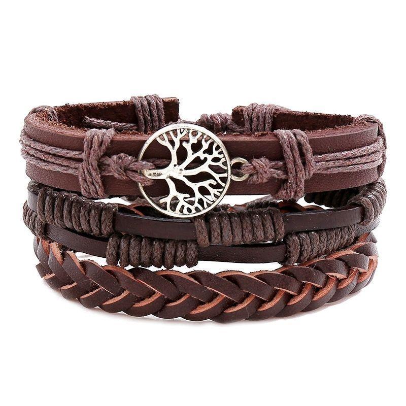 Lucky Tree Woven Bracelet Set Men's Fashion Bracelet Ethnic Style Woven Bracelet Fortune Tree