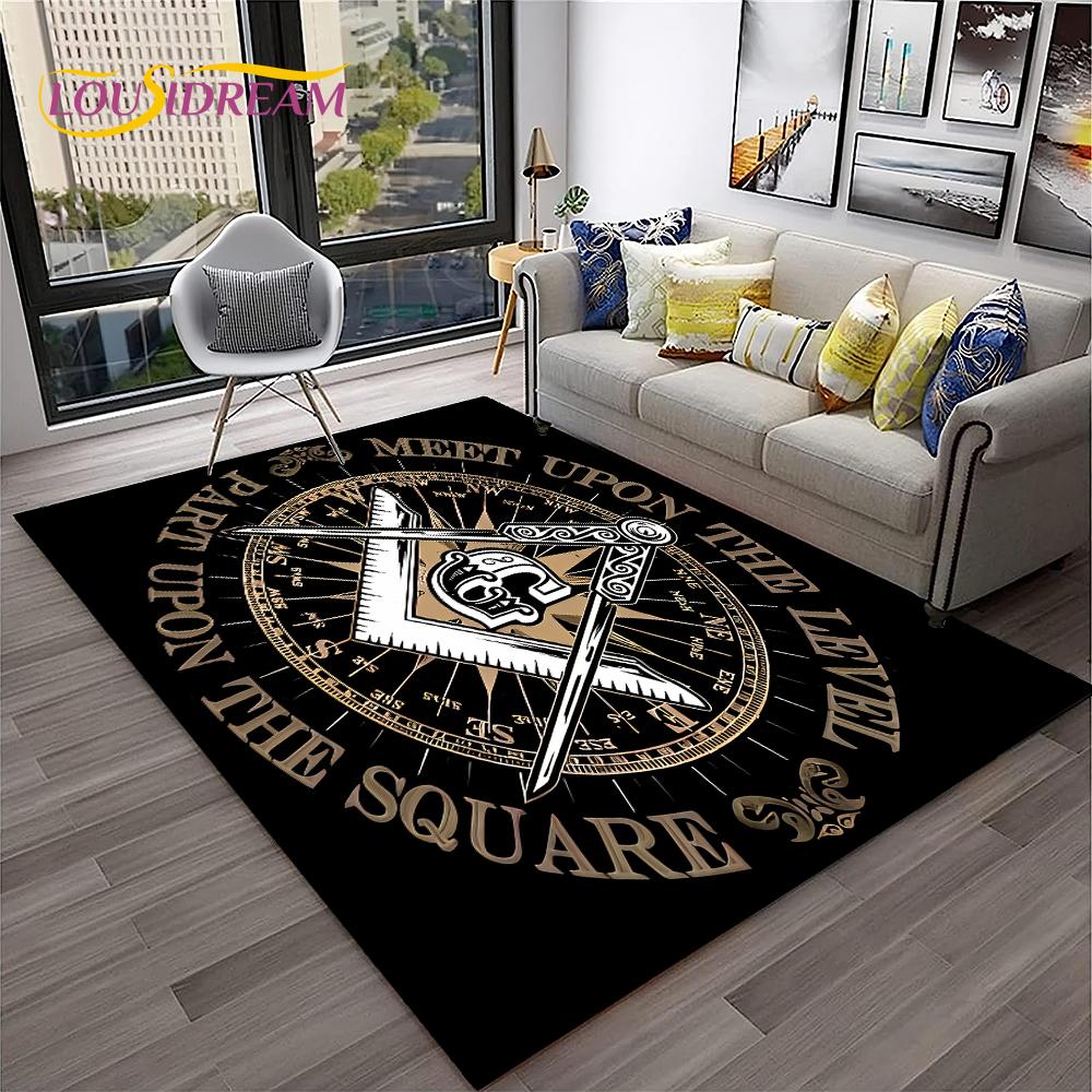 Ring Freemasonry Illuminati Masonic Carpet Rug for Home Living Room Bedroom Sofa Doormat Decor,Kid Area Rug Non-slip Floor Mat
