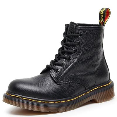 Litschi-Muster Martin Stiefel Damen Loch erste Schicht weiches Rindsleder Paar Kurzstiefel Echtes Leder Lokomotive Stiefel Runde Spitze