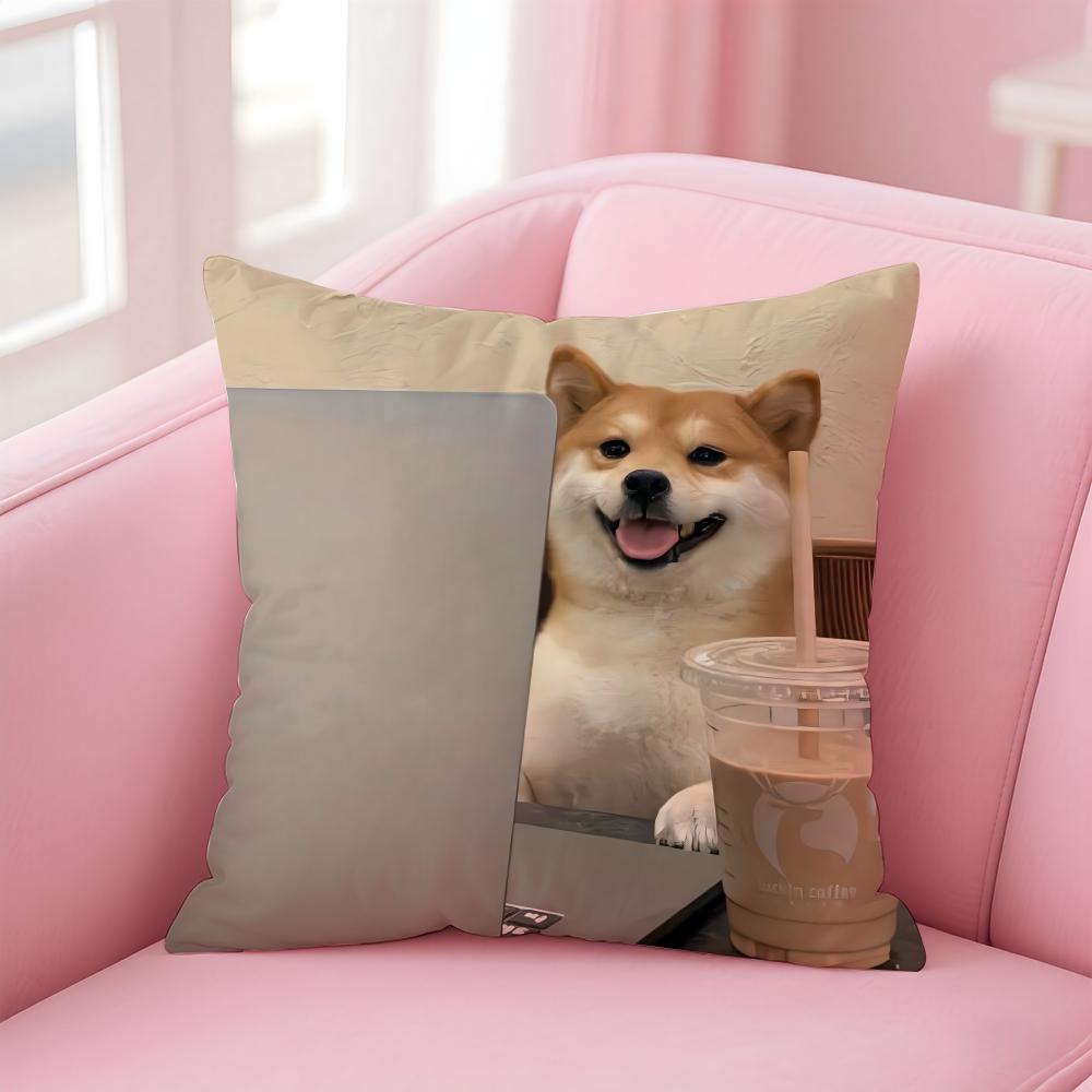 Adorable Japanese Animal Dog Art Cute Shiba Inu Cushion Cover Pillow Case Soft Skin Friendly Fabric  Concealed Zipper