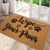 1 "Wipe Your Paws" Doormat-Durable easy to clean low lint polyester mat with paw print design for indoor outdoor entryway decor