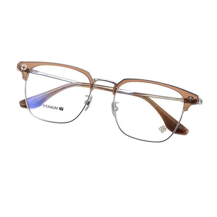 Unisex Retro Artistic Pure Titanium Square Glasses with Eyebrow Support Myopia Frame