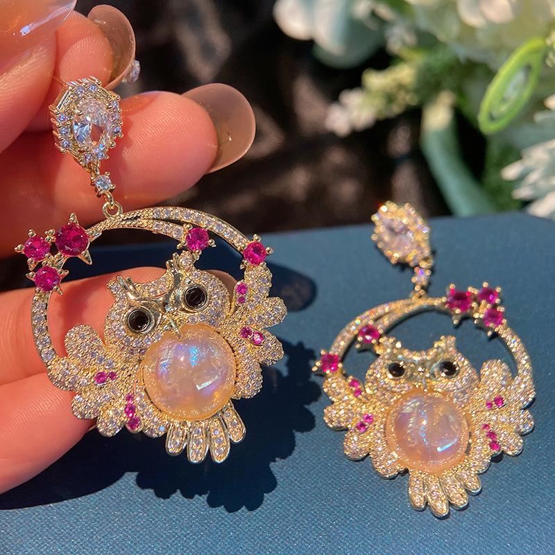 Owl Colored Beads Earrings Cute Animal Fashion Micro Stud Earrings Female