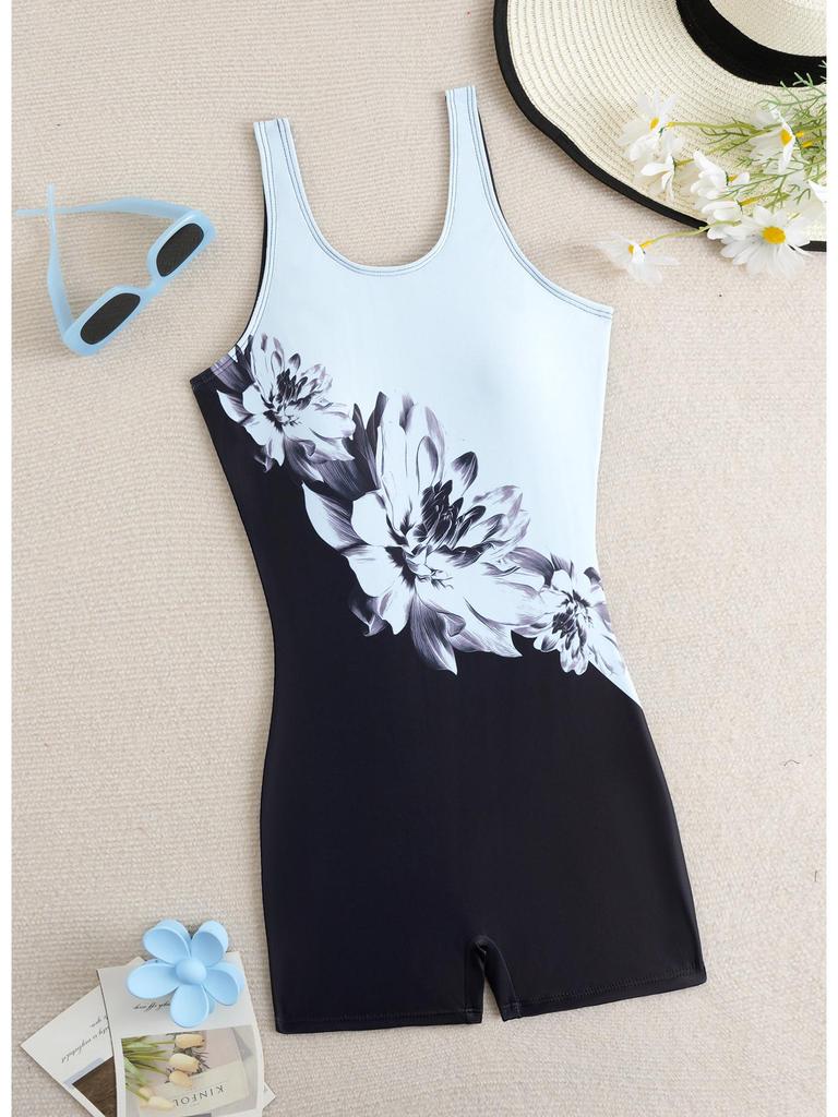 2026 New Women's European American One-Piece Sport Boyleg Swimsuit: Fashionable, Conservative Beachwear
