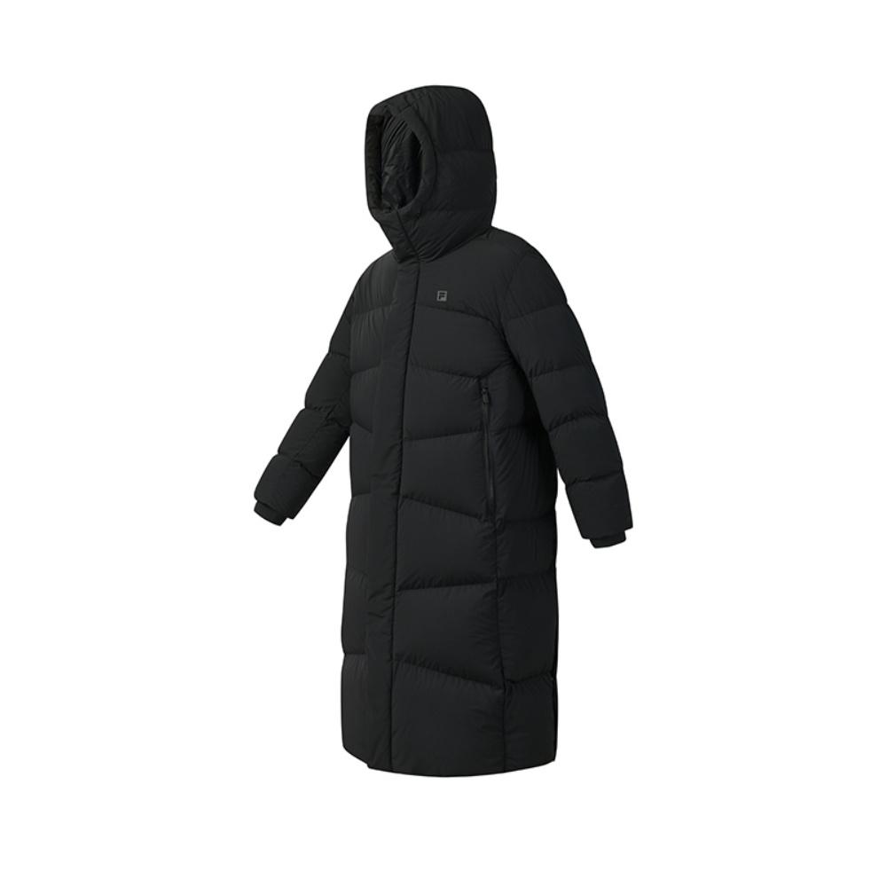 Fila Fitness Fashion Warm Comfortable Versatile Long Hooded Down Jacket Men Outerwear Deep-Black A11M541901FBK