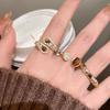 Maillard Serpentine Tiger'S Eye Alloy Ring, Women'S Unique Design Sense, Retro High Sense, Light Luxury, Live Index Finger Ring