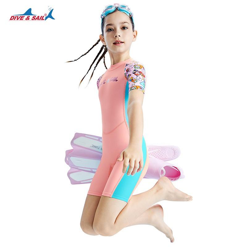 Kids UV Protection Rash Guard Swimsuit With Shorts Quick Dry Swimwear Beach Snorkeling Swimming